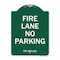 Signmission Designer Series Texas Fire Lane No Parking, Green & White Aluminum Sign, 24" L, 18" H, GW-1824-22825 A-DES-GW-1824-22825 - alternate 1